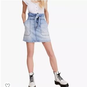 Free People Paperbag Waist Denim Skirt Size 2